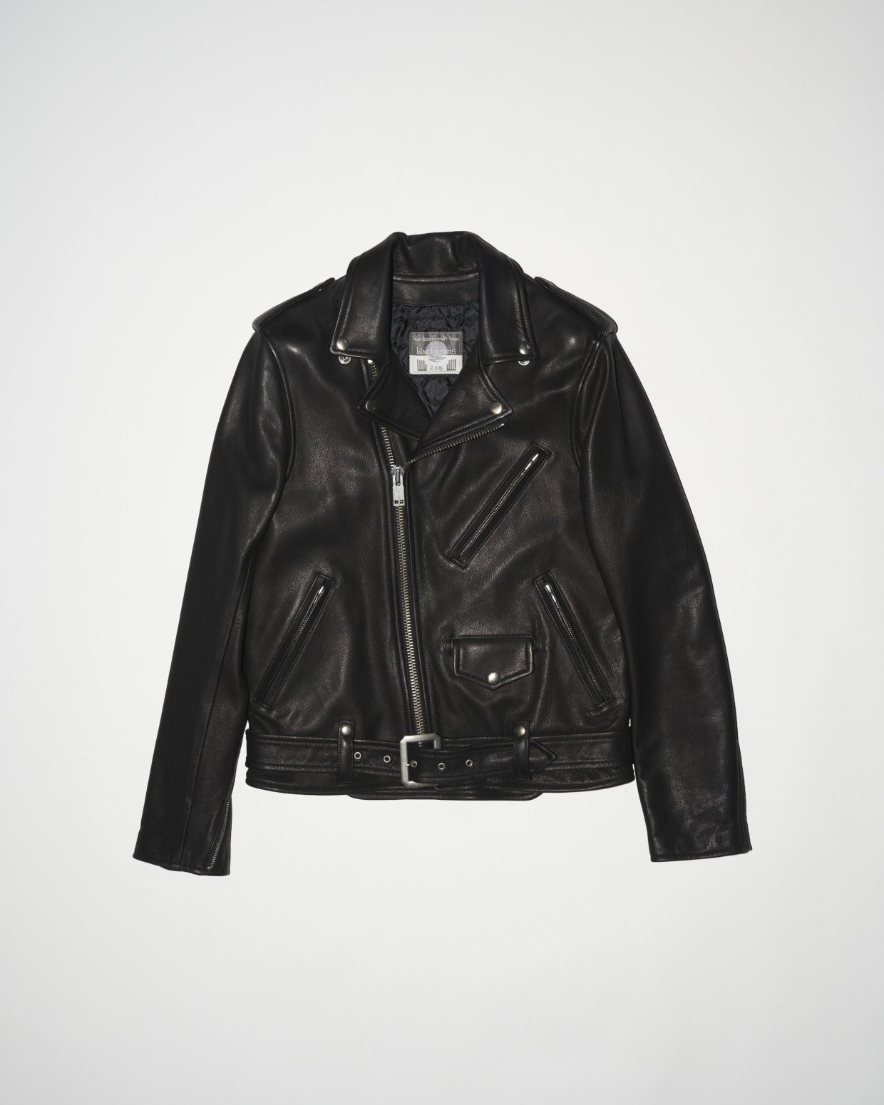 945-81TJ01-1 Leather Motorcycle Jacket w/ Front Backle Detail