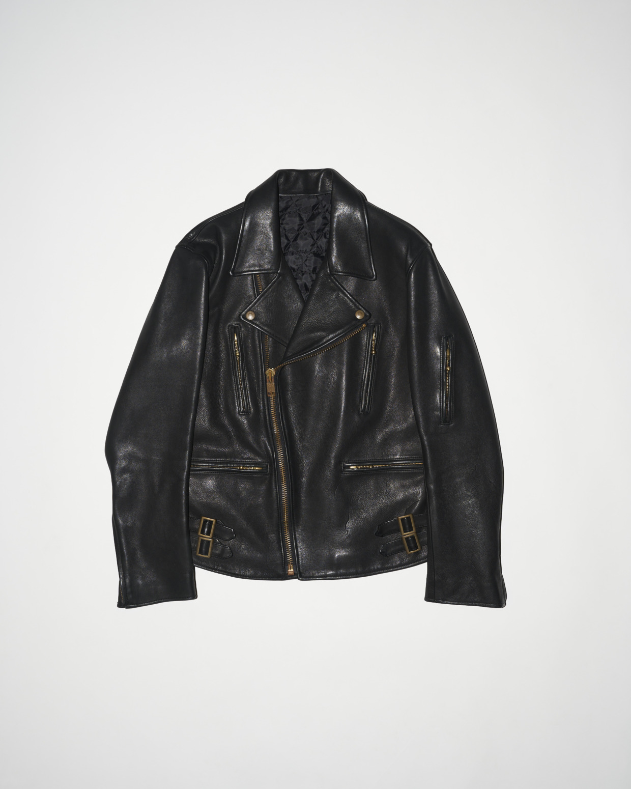 945-81TJ44-1 Leather Motorcycle Jacket w/ Side Backle Detail