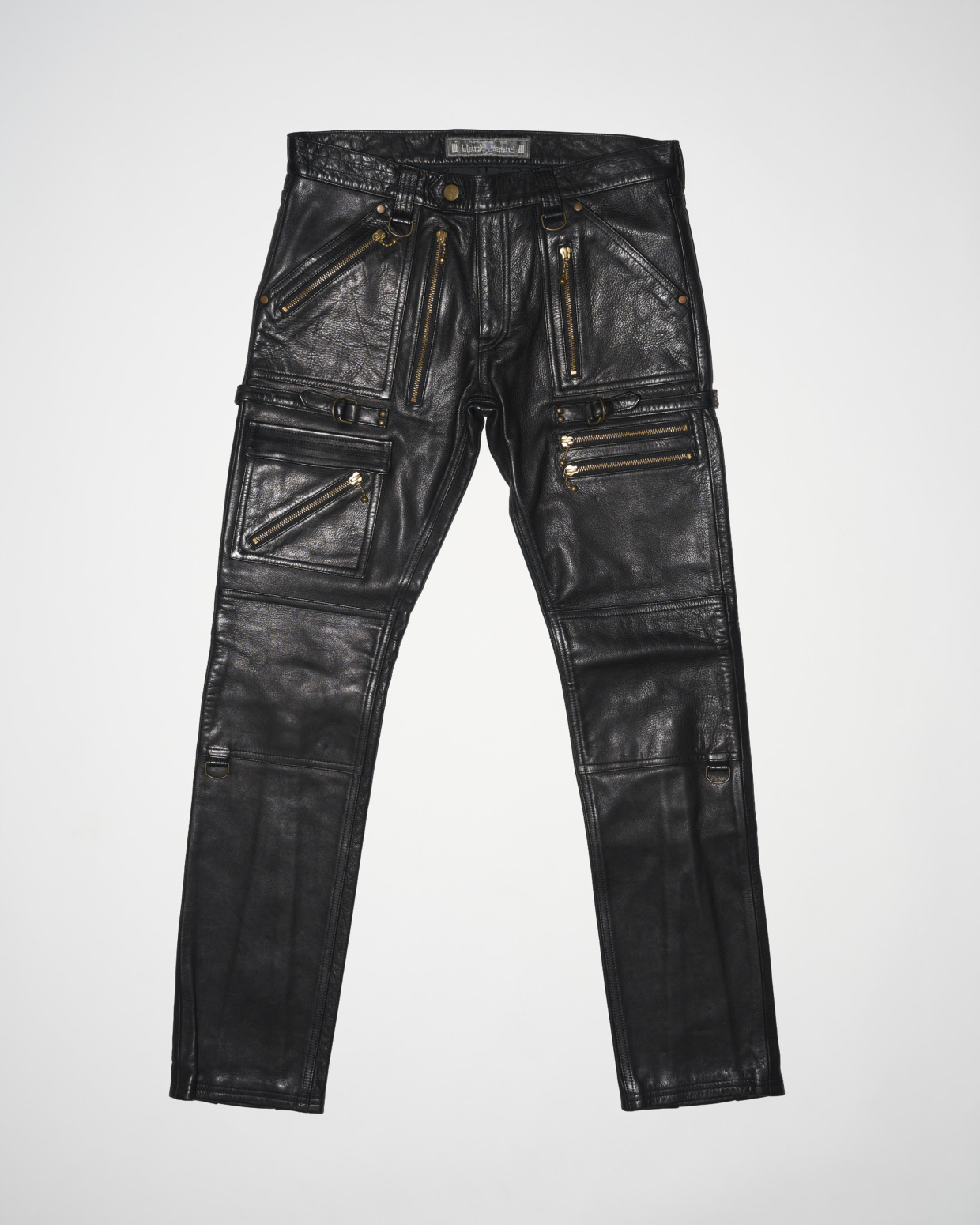 945-81TP06-5 Cow Leather Slim Pants w/ Zippers’ Detail