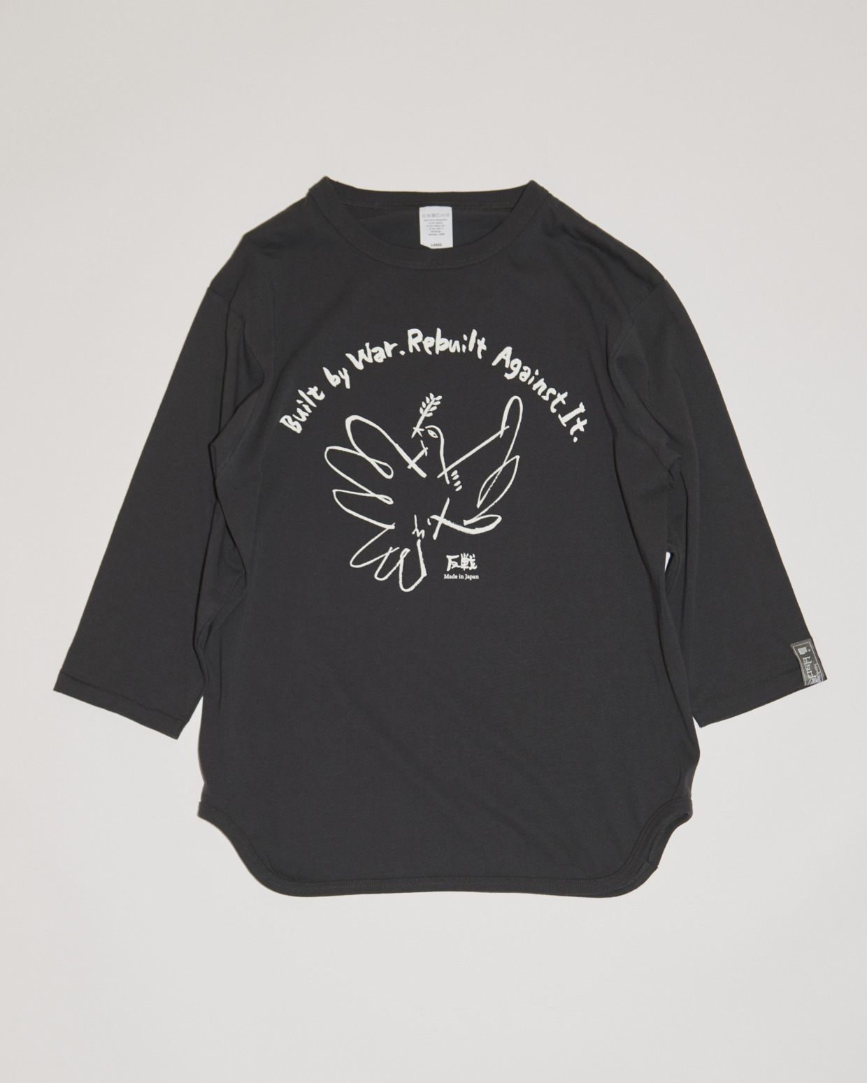 945-81TT128-1 Baseball Shirt featuring “Doves and a Flower Field” with an anti-war print