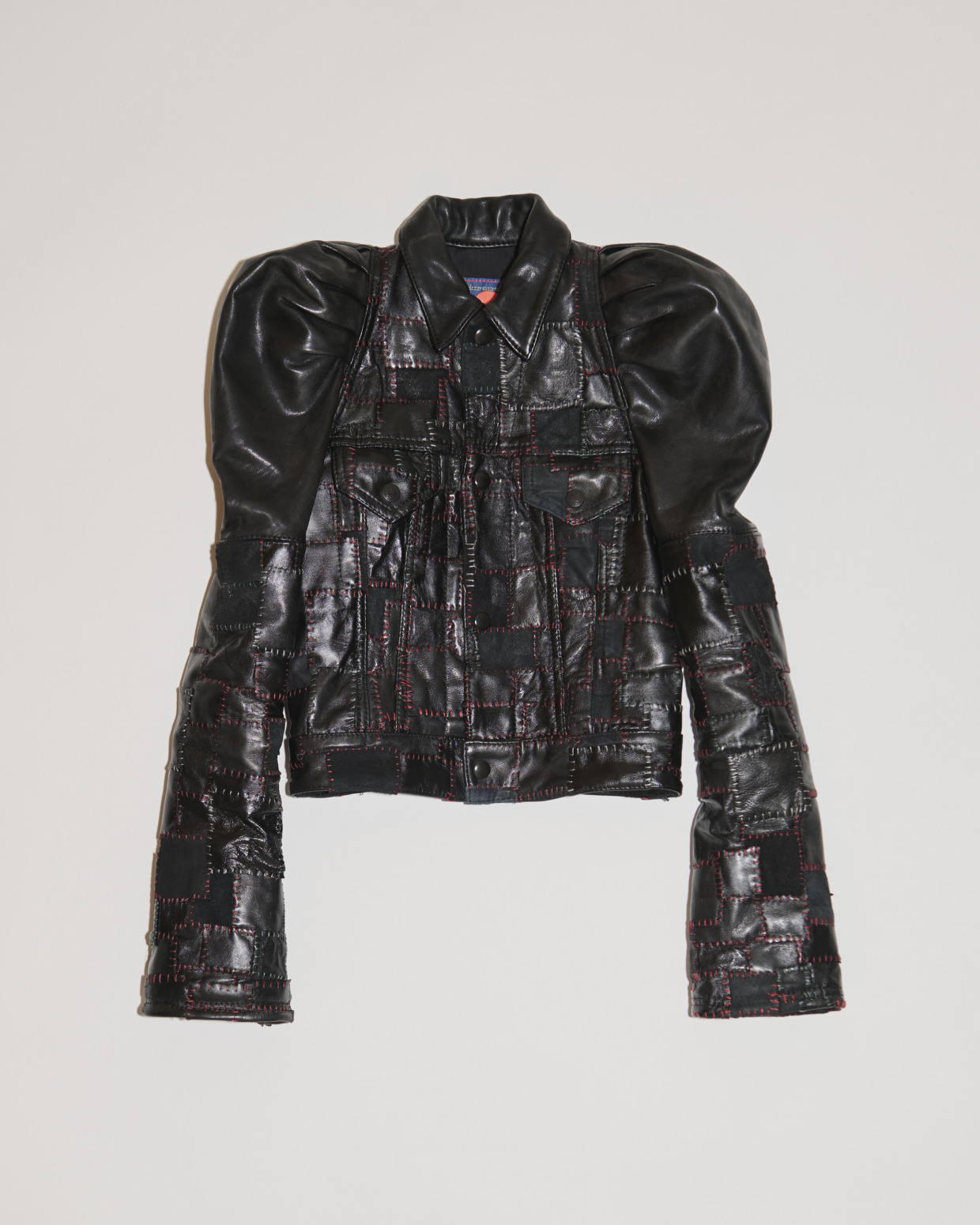 81TBJ073-1 Women’s Leather Patchwork Jacket