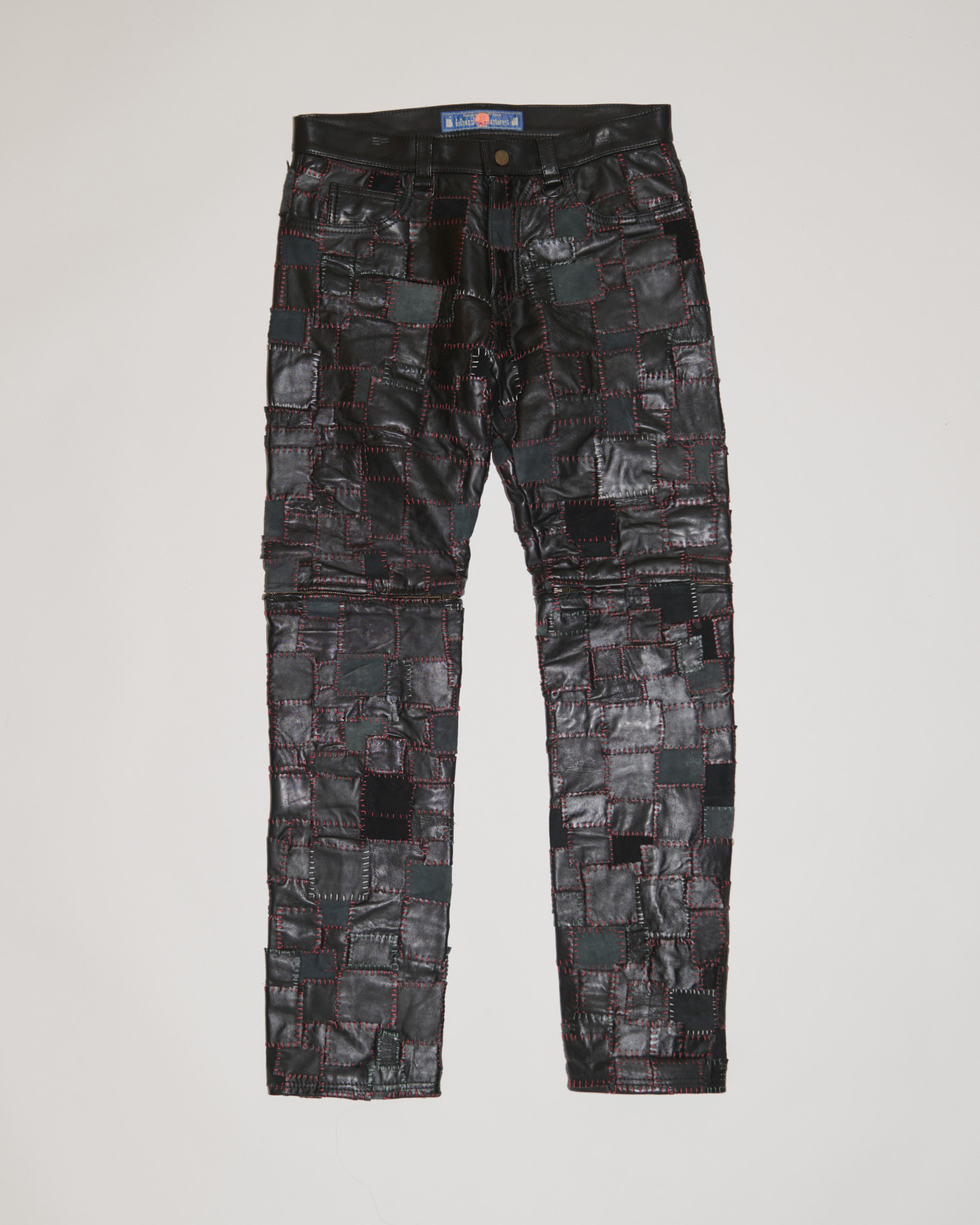 945-81TP225-1 Men’s Leather Patchwork Trousers