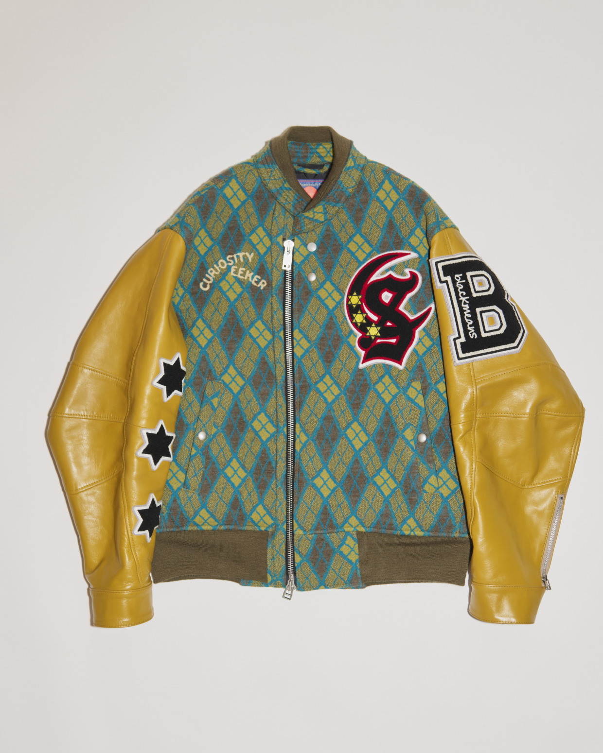 945-81TJ458-1 Argyle-check varsity jacket for the curiousity seeker